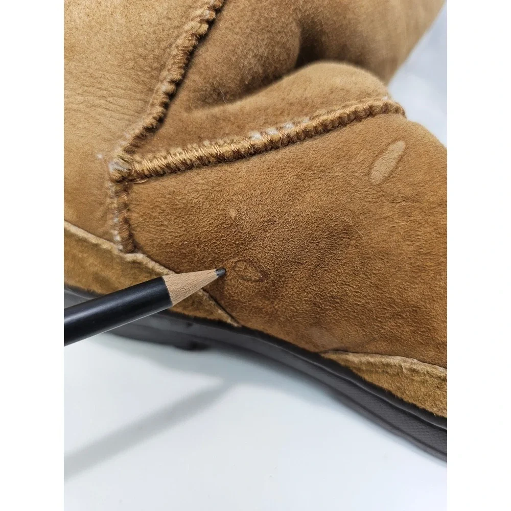 Womens Brown Suede Sheepskin‎ Lined Tall Winter Boots Size 7